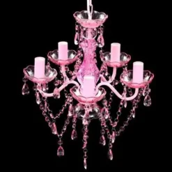 vidaXL - Kunstmatige Kristallen Glazen Plafondlamp - Roze - Glas Discount