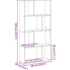 vidaXL - 4-laags Boekenkast voor woonkamers - Wit - Hout - 60x20x120 cm Sale