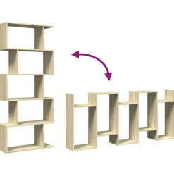 vidaXL - 5-laags Boekenkast voor woonkamers - Sonoma eiken - Hout - 70x24x161 cm New