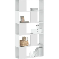 vidaXL - 5-laags Boekenkast - Wit - Bewerkt hout - 80.5x23.5x162.5 cm Clearance