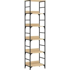 vidaXL - 5-laags Boekenkast - Sonoma eiken - Bewerkt hout - 50x33x188.5 cm Discount