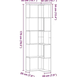 vidaXL - 5-laags Hoekboekenkast - Sonoma eiken - Bewerkt hout - 50x50x179 cm Clearance