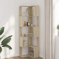 vidaXL - 5-laags Hoekboekenkast - Sonoma eiken - Bewerkt hout - 50x50x179 cm Clearance
