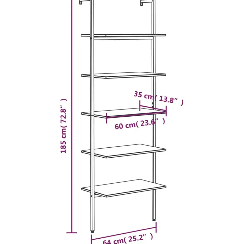 vidaXL - Ladderrek - Zwart - Bewerkt hout Sale
