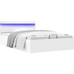 vidaXL - LED bed met opbergruimte - Hydraulisch - Wit - Kunstleer - 120x200 cm Best