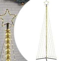 vidaXL - LED-kerstboom met spikes 495 LEDs 123x300,5 cm - Warmwit - Koper, ijzer Best