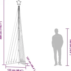 vidaXL - LED-kerstboom met spikes 495 LEDs 123x300,5 cm - Warmwit - Koper, ijzer Best