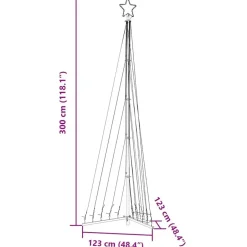 vidaXL - LED-kerstboom met spikes 495 LEDs 123x300,5 cm - Warmwit - Koper, ijzer Best
