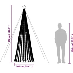 vidaXL - LED-kerstboom met spikes 688 LEDs 100x300 cm - Warmwit - Koper, ijzer New