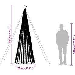 vidaXL - LED-kerstboom met spikes 688 LEDs 100x300 cm - Koudwit - Koper, ijzer Outlet