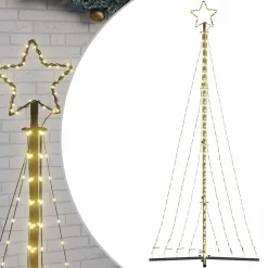 vidaXL - LED-kerstboom met spikes 447 LEDs 106x250 cm - Warmwit - Koper, ijzer Sale