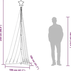 vidaXL - LED-kerstboom met spikes 447 LEDs 106x250 cm - Warmwit - Koper, ijzer Sale