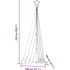 vidaXL - LED-kerstboom met spikes 447 LEDs 106x250 cm - Warmwit - Koper, ijzer Sale