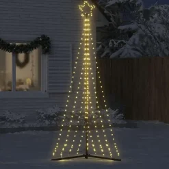 vidaXL - LED-kerstboom met spikes 447 LEDs 106x250 cm - Warmwit - Koper, ijzer Sale
