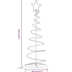 vidaXL - LED-kerstboom met 100 LED's 150x50 cm - Zwart - Metaal Discount