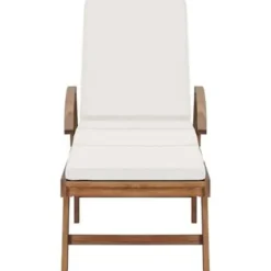 vidaXL - Ligbed - Crème - Teakhout Sale