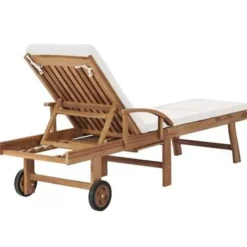 vidaXL - Ligbed - Crème - Teakhout Sale