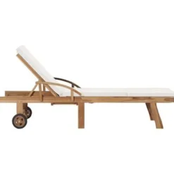 vidaXL - Ligbed - Crème - Teakhout Sale