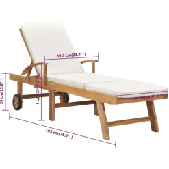 vidaXL - Ligbed - Crème - Teakhout Sale