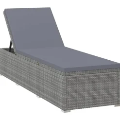 vidaXL - Ligbed - Grijs - Poly rattan Sale