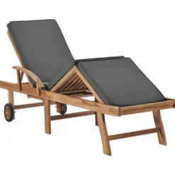 vidaXL - Ligbed - Grijs - Teakhout Hot