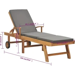 vidaXL - Ligbed - Grijs - Teakhout Hot