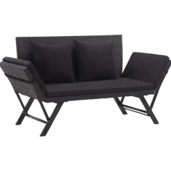 vidaXL - Ligbed - Zwart - Poly rattan Clearance