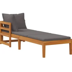 vidaXL - Ligbed met 1 armleuning - Grijs - Acaciahout Discount