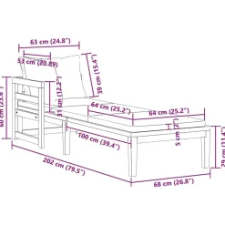 vidaXL - Ligbed met 1 armleuning - Grijs - Acaciahout Discount