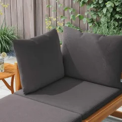 vidaXL - Ligbed met 1 armleuning - Grijs - Acaciahout Discount