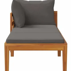 vidaXL - Ligbed met 1 armleuning - Grijs - Acaciahout Discount