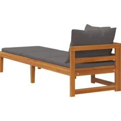 vidaXL - Ligbed met 1 armleuning - Grijs - Acaciahout Discount