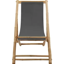 vidaXL - Ligstoel - Donkergrijs - Bamboe en canvas Clearance