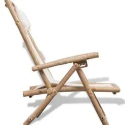 vidaXL - Ligstoel - Wit - Bamboe