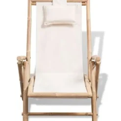 vidaXL - Ligstoel - Wit - Bamboe