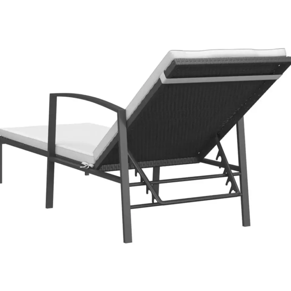 vidaXL - Ligstoel - Zwart - Poly rattan Clearance