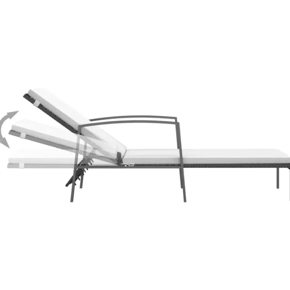 vidaXL - Ligstoel - Zwart - Poly rattan Clearance