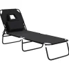 vidaXL - Ligstoel - Zwart - Staal Sale
