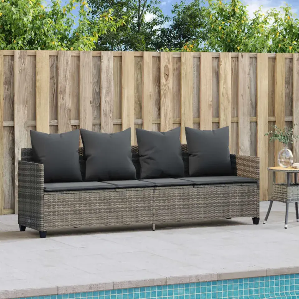 vidaXL - loungebank - Grijs - Poly rattan Best