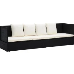 vidaXL - Loungebank - Zwart - Poly rattan New