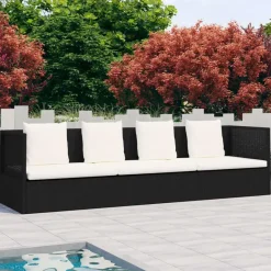 vidaXL - Loungebank - Zwart - Poly rattan New