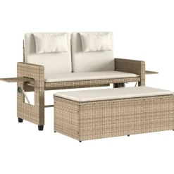 vidaXL - Loungebanken Verstelbare met crème kussens - Beige - 113x61x87 cm Clearance