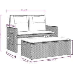 vidaXL - Loungebanken Verstelbare met crème kussens - Beige - 113x61x87 cm Clearance
