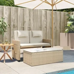 vidaXL - Loungebanken Verstelbare met crème kussens - Beige - 113x61x87 cm Clearance