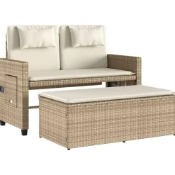 vidaXL - Loungebanken Verstelbare met crème kussens - Beige - 113x61x87 cm Clearance