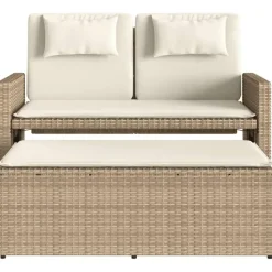 vidaXL - Loungebanken Verstelbare met crème kussens - Beige - 113x61x87 cm Clearance