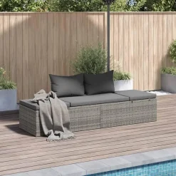 vidaXL - Loungebed - Grijs - Poly rattan Discount