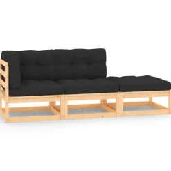 vidaXL - Loungeset - Antraciet - Grenenhout - 3 stuks - Met kussens Online