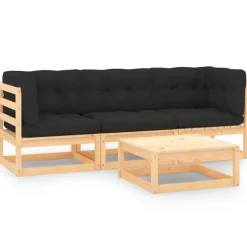 vidaXL - Loungeset - Antraciet - Grenenhout - 4 stuks Discount