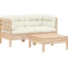 vidaXL - Loungeset - Crème - Grenenhout - 3 stuks - Met kussens Outlet